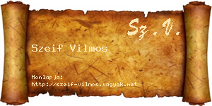 Szeif Vilmos névjegykártya